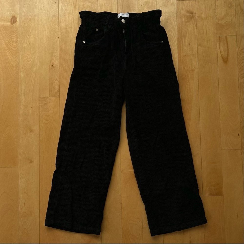 Zara Girls (14) High Waisted Black Corduroy Wide Leg Pants